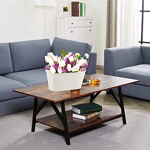 Behen Bahen 3Pcs Metal Wall Planters,10 Inches Oval Metal Railing Planter, Balcony Railing Hanging Plant Pot, Indoor Outdoor Hanging Plant Pot Decor, Rustic Herb Flower Plant Holder,Color - White #TOP5