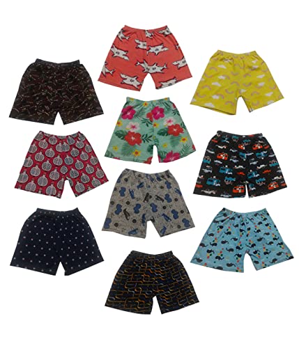 Image of FLAX Short for Baby Boys & Baby Girls Casual Printed Cotton Blend (Multicolor, Pack of 10)