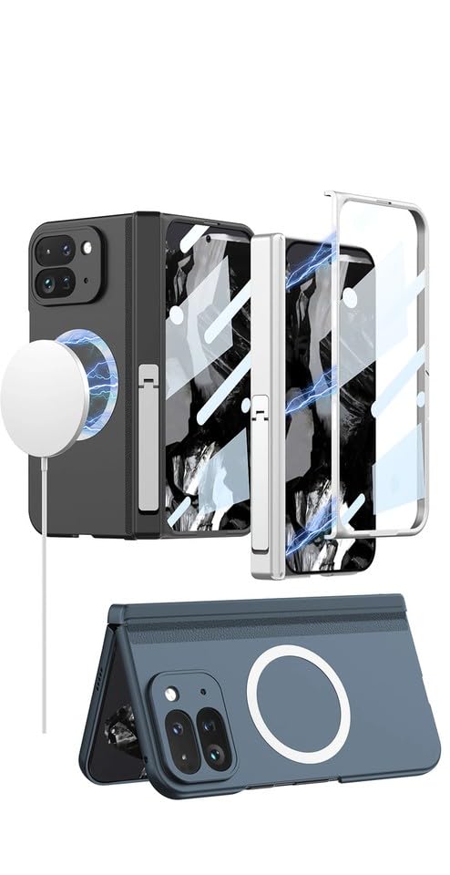 Coque Google Pixel 10 Pro Fold noire étui rigide à rabat avec support intégré