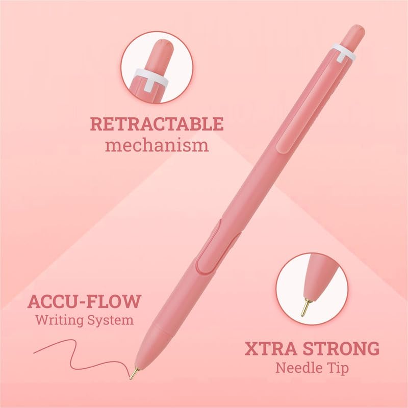 Image of Hauser XO RT Retractable Ball Pen | Sleek Matt Finish Pastel Shade Body & Minimalistic Design | Low Viscosity Ink With Ultra Durable Tip | Red Ink, Pack Of 10