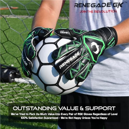 Image of Renegade GK R- GK Men's and Women's Triton Frenzy Hybrid Cut Goalie Gloves with Pro Finger Saves (Size 10)