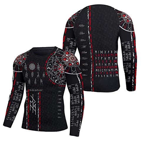Viking Compression Shirt Long Sleeves Baselayer Skins Performance Fit Rash Guard MMA BJJ Stretchable Fabric3