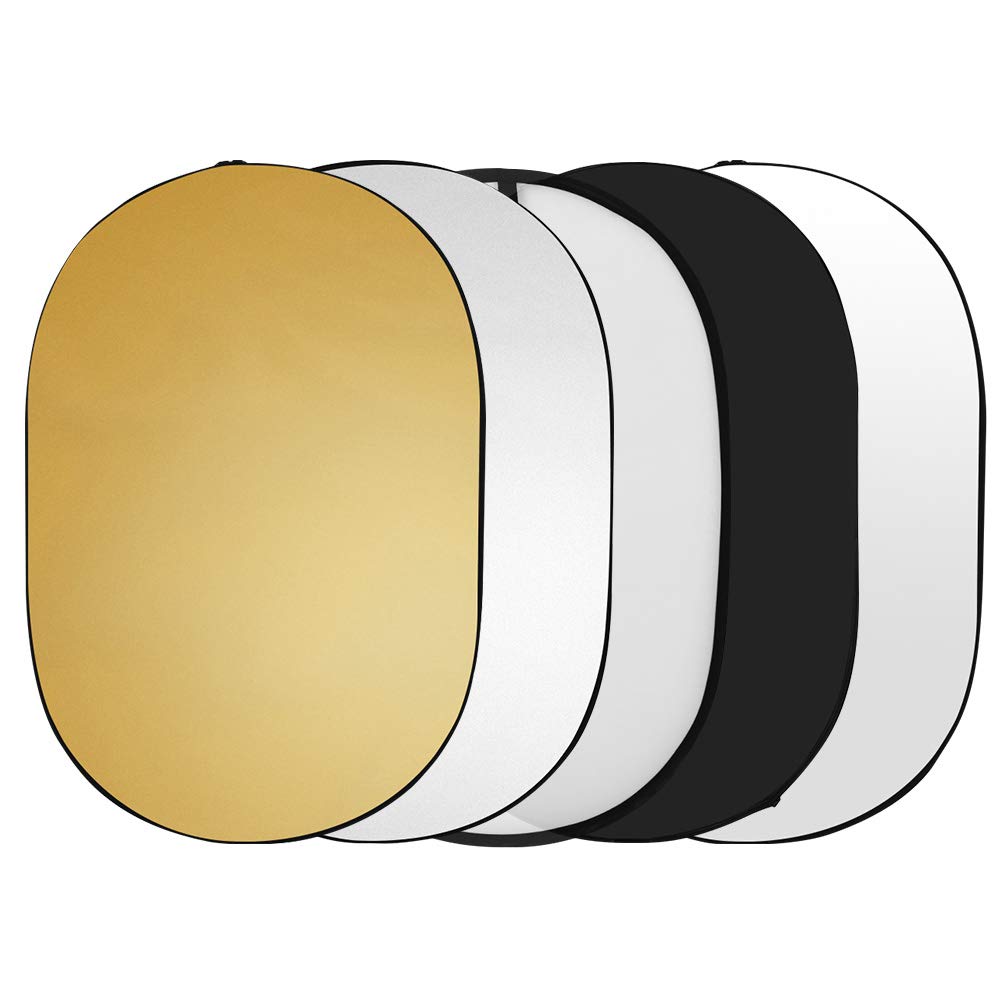 Negaor Studio Lighting Disc Reflector,60 * 90cm/ 24 * 35" Photography Light Reflector 5-in-1(Translucent, Silver, Gold, White, Black) Collapsible Multi-Disc for Studio Outdoor Photography