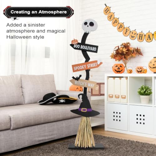 Accessoires en bois effrayants pour décoration de balai de sorcière