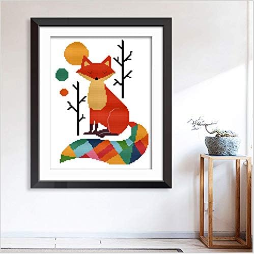 YEPLINS Cross Stitch Kits for Beginners, Stamped Cross Stitch Kit for Adults,Cross Stitching Kits Embroidery Starter Kit for Home Decor Colourful Dog 11CT 44x44CM