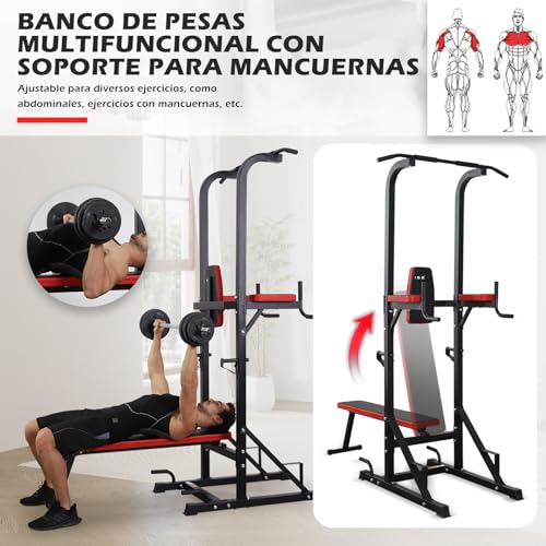 Miniatura 6 de Ise. Multiestación De Musculación Con Torre Para Levantamiento E Inmersión En Entrenamiento De Fuerza Banco De Musculación Plegable Con 3 Posiciones.Flexiones Dips Dominadas Press De Banca, Sy-4006
