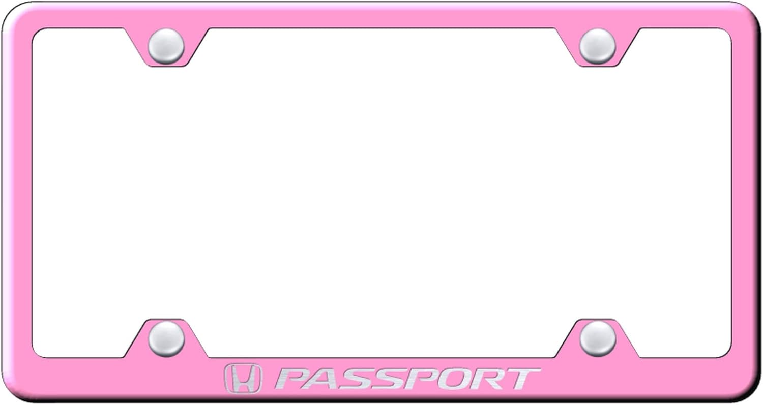 Au-TOMOTIVE GOLD Laser Etched Logo Stainless Steel Wide Body License Plate Frame for Honda Passport (Brushed Chrome)