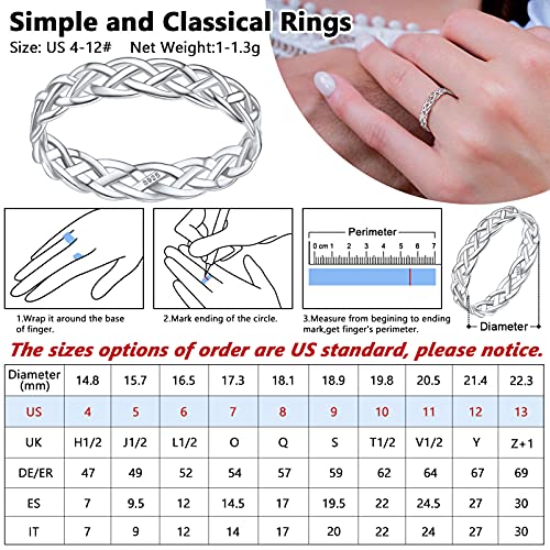 Sturdy Link Celtic Knot Band Rings For Women, Sterling Silver Wedding Bands Eternity Love Charms Jewelry Size 5 #TOP1