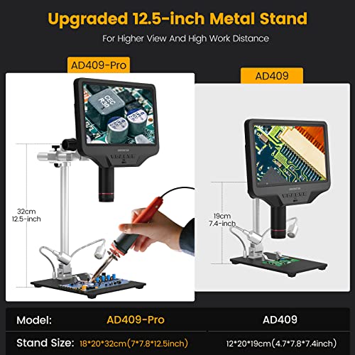 Andonstar Ad409-Pro 10.1'' Lcd Digital Microscope, Hdmi Soldering Microscope Pro Metal Stand, Usb Electronic Microscope Inspection Camera For Circuit Board Phone Repair Measure Software Windows Pc #TOP1