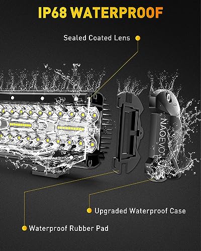 Naoevo 7Inch Light Bar, 240W 24,000Lm Offroad Fog / Driving Lights Led Pods With Spot Flood Combo Beam, Waterproof Work Lights For Utv Atv Jeep Truck Boat, 2 Pack #TOP7