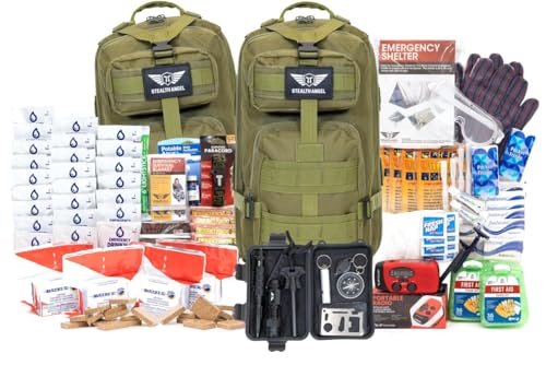 Stealth Angel 4 Person Army Green 72 Hour Emergency Kit - Survival Bag for Earthquakes, Hurricanes, and Other Natural Disasters