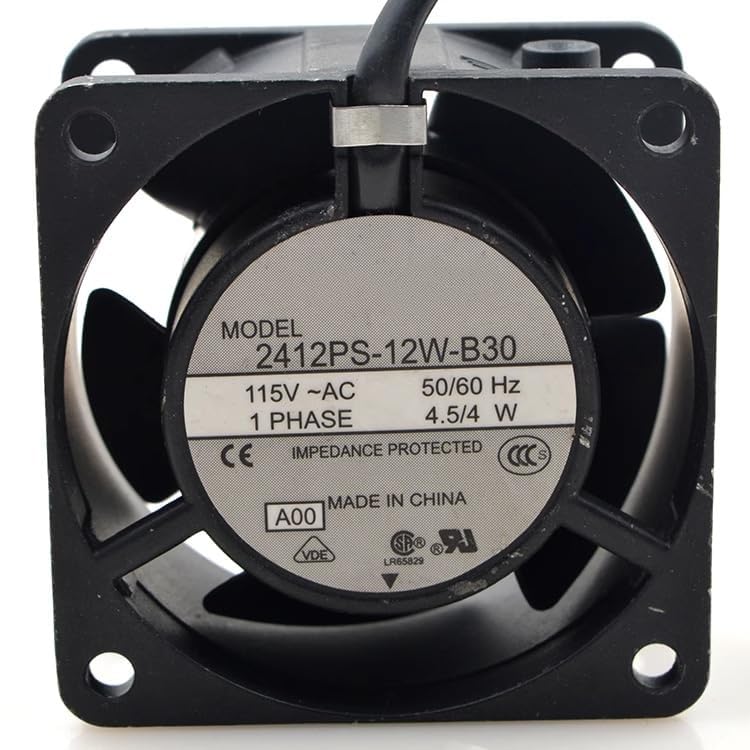 2412PS-12W-B30 AC 115V 4.5/4W 60x60x28mm 2-Wire Dual Ball Bearing axial Cooling Fan