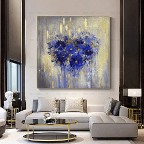 Fleurs abstraites coeur affiche peinture sur toile carrée 70x70cm sans cadre moderne