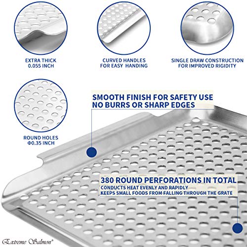 Grill Pan, Stainless Steel Grill Topper Heavy Duty Bbq Grill Wok With Handles Vegetables Grill Basket Outdoor Grill Accessories Cookware Grill Utensils For Barbecue Cooking #TOP3