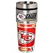 NFL Kansas City Chiefs Metallic Travel Tumbler, Stainless Steel and Black Vinyl, 16-Ounce