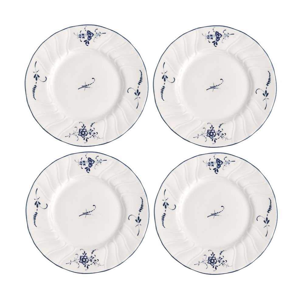 Villeroy & Boch Vieux Luxembourg Brotteller 4er Set 16cm weiß blau Porzellan