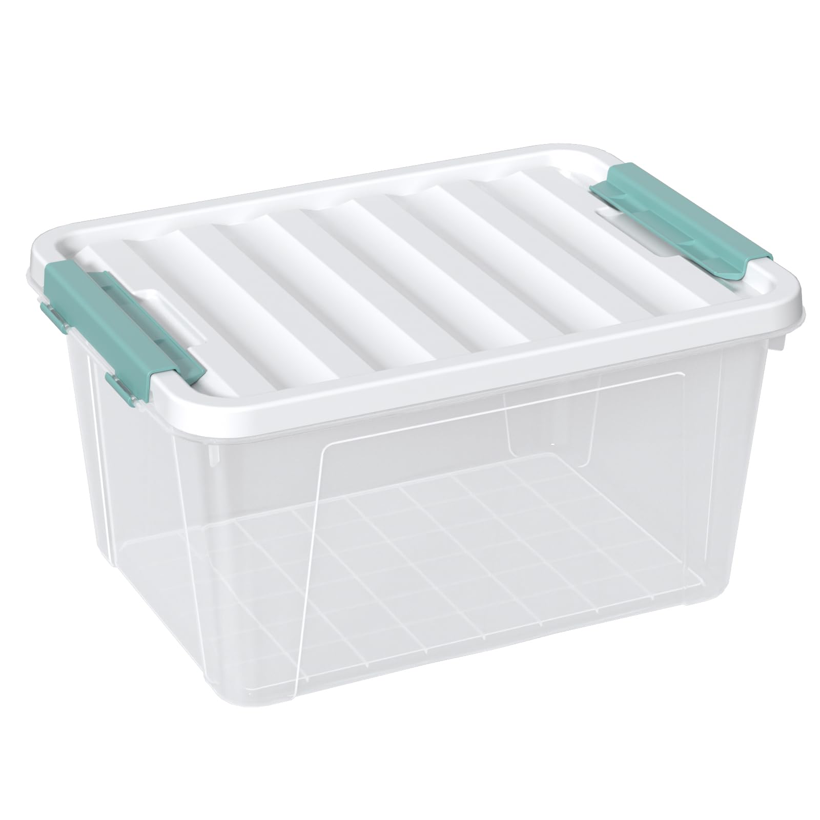 Boîte de rangement 20L transparente en plastique de qualité avec couvercle clippable hermétique