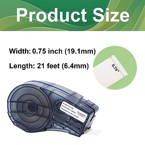 YUANQIMM Compatible with M21-750-595-WT Vinyl Label Tape Replacement for M21-750-595 Black on White 3/4 Inch Tape, 0.75" x 21', 19.1mm x 6.4m, 3 Pack, Not Compatible with M210 and M211 by YUANQIMM - Image 2