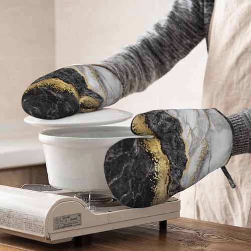 Mazaoteu OVENMITTS#0305 Marble Texture Oven Mitts And Pot Holders Sets Of 4 thumb #1