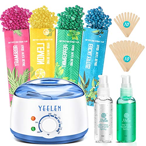 Yeelen Waxing Kit Wax Warmer Wax Beads Hot Wax Hair Removal with 4