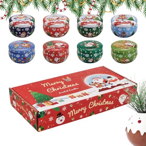 Bougies de Noël parfumées (lot de 8) pour décoration de fêtes et soirées d'hiver