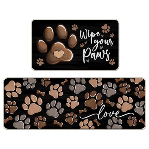 Tailus Dog Paw Print Kitchen Rugs