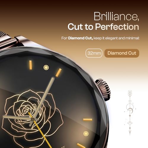 Image of Fire-Boltt Phoenix Aura Women Smart Watch with 1.26 inch Diamond-Cut HD Display, Rotating Crown, Wireless Charging, Bluetooth Calling, Voice Assistant, 120+ Sports Modes - Rose Metal