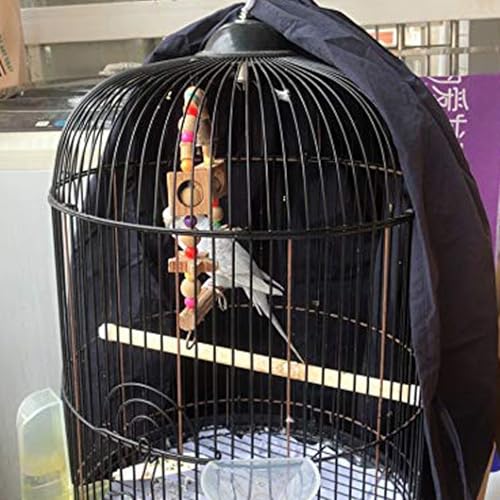 Image of QBLEEV Round Parrot Birdcage Cover, Pet Universal Blackout Cage Cover Shade | Windproof light-proof sleep reduces distractions night accessories cloth without cage, bow tie clouser, easy to wear
