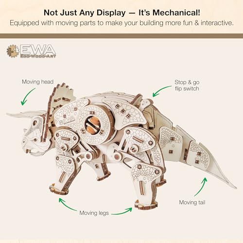 Puzzle 3D mécanique Tricératops en bois EWA maquette d'exception