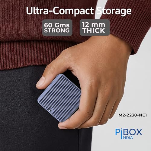 Image of M.2 2230 NVMe SSD Enclosure, PiBOX India, 10Gbps USB 3.2 Gen 2, REALTEK RTL9210 Chipset, CNC Aluminum Cooling Fins, External NVMe Reader, USB-C Interface, M-Key B&M Key Compatible- M2-2230-NE1
