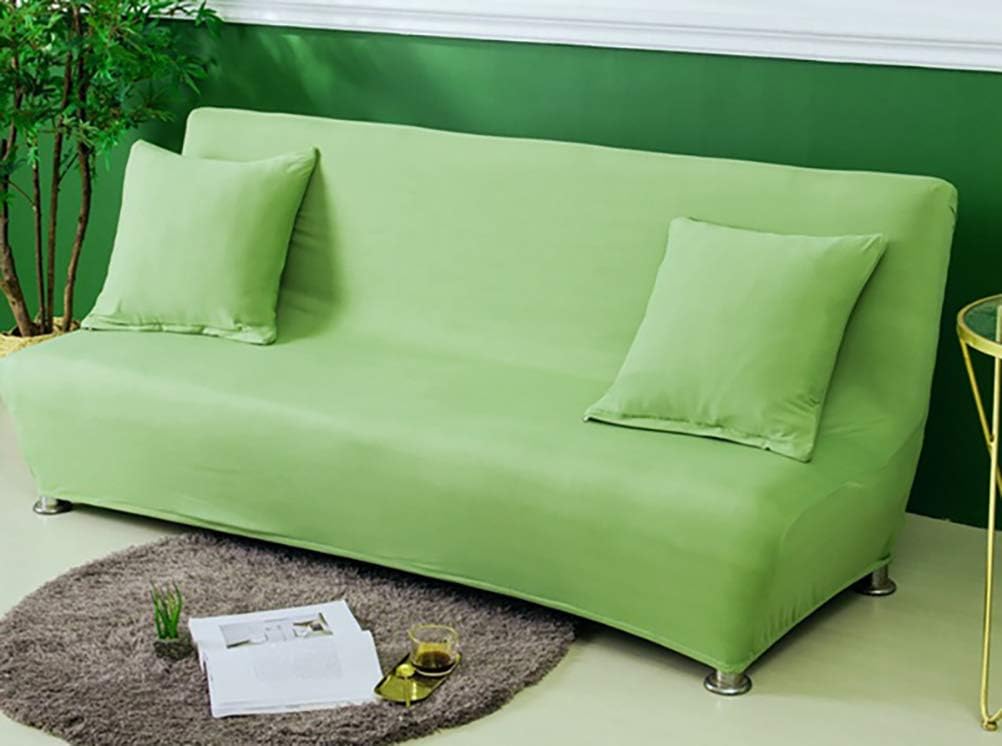 Solid Color Elastic Armless Folding Sofa Slipcover, Soft Spandex One Piece Sleeper Bed Covers, Decorative Stain Dust Proof Futon Wrap Yellow 195-225cm/76-88