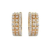 Ever Charming - Pendientes de aro para piercing de oreja, aretes de moissanita para mujer, aretes redondos facetados de 0,01 a 0,10 mm en plata de ley 925 chapada en oro para mujer, aniversario