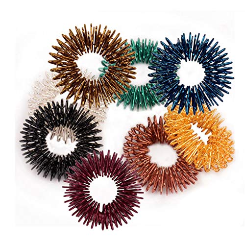 WellieSTR 50 Pieces Acupressure Rings and Bracelets Massagers Set for Finger and Hand Wrist Massage Pain Relief(Multicolor)
