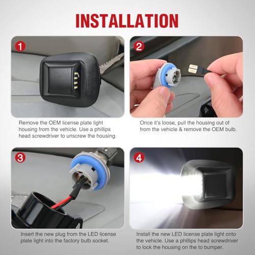 Image of Nilight License Plate Lights Compatible with 1997 1998 1999 2010 2011 Dodge Dakota 2006-2009 Mitsubishi Raider with Black Housing 6000K White 2PCS Pack | Compatible with 1997 1998 1999 2010 2011 Dodge Dakota 2006-2009 Mitsubishi Raider with Black Housing 6000K White