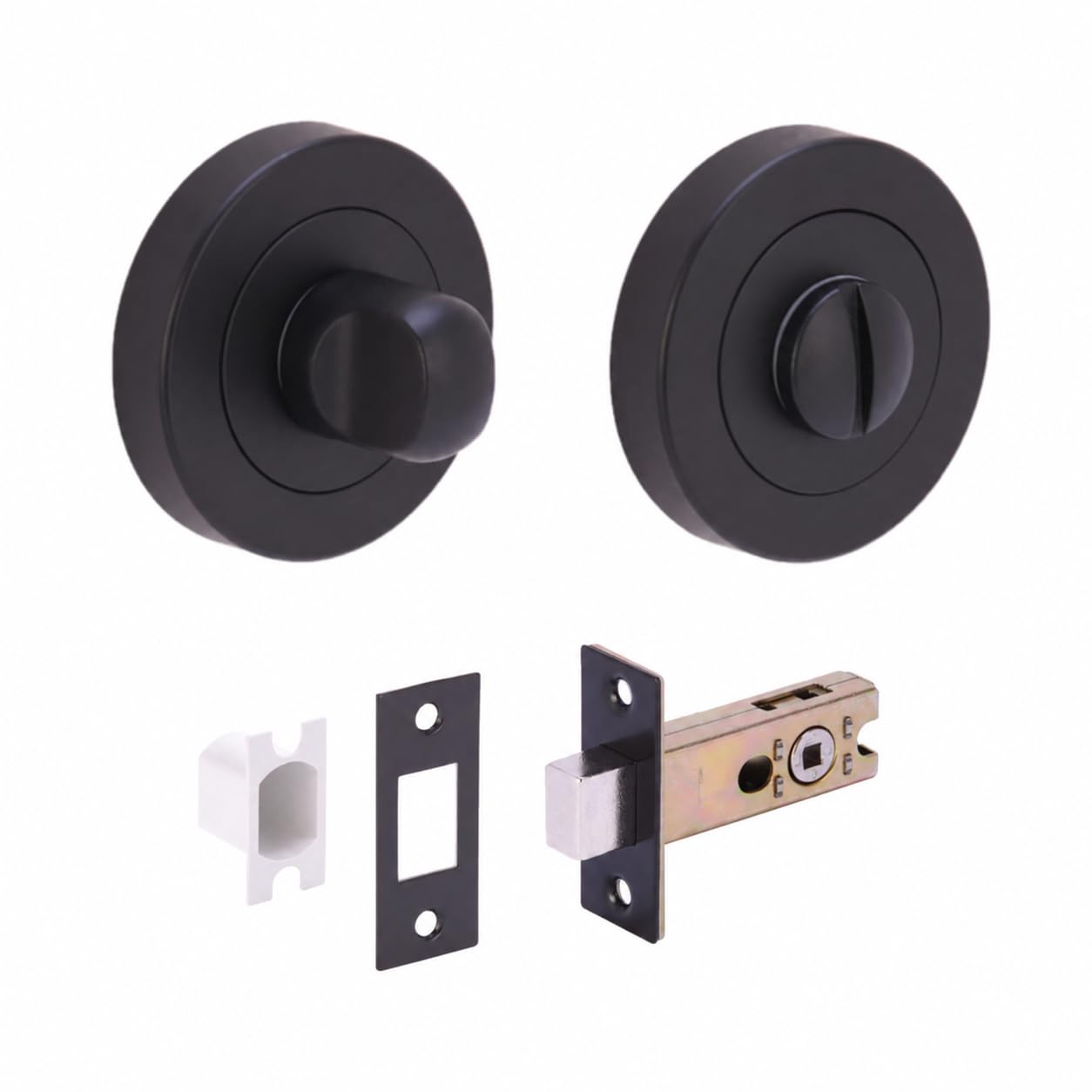 Hunta Black Matt Handlezone® Bathroom Toilet Door Thumb Turn And Release Deadbolt Kit - 65Mm Bolt With 45Mm Backset