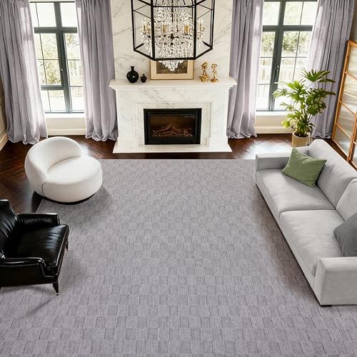ANSSO Wool Rugs 8x10 for Living Room,80% Merino Wool and 20% Cotton Soft Tufted Area Rug with Cotton Non-Slip Backing,Large Area Rug for Bedroom Bedroom, Dining and Home Office (Deep Gray)