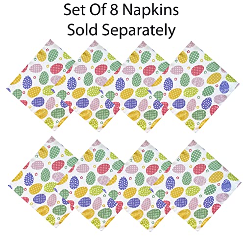 Newbridge Colored Easter Egg Hunt Fabric Tablecloth - Decorated Polka Dot And Floral Easter Egg Print Easy Care And Stain Resistant Spring Fabric Tablecloth, 52" X 52" Square #TOP3