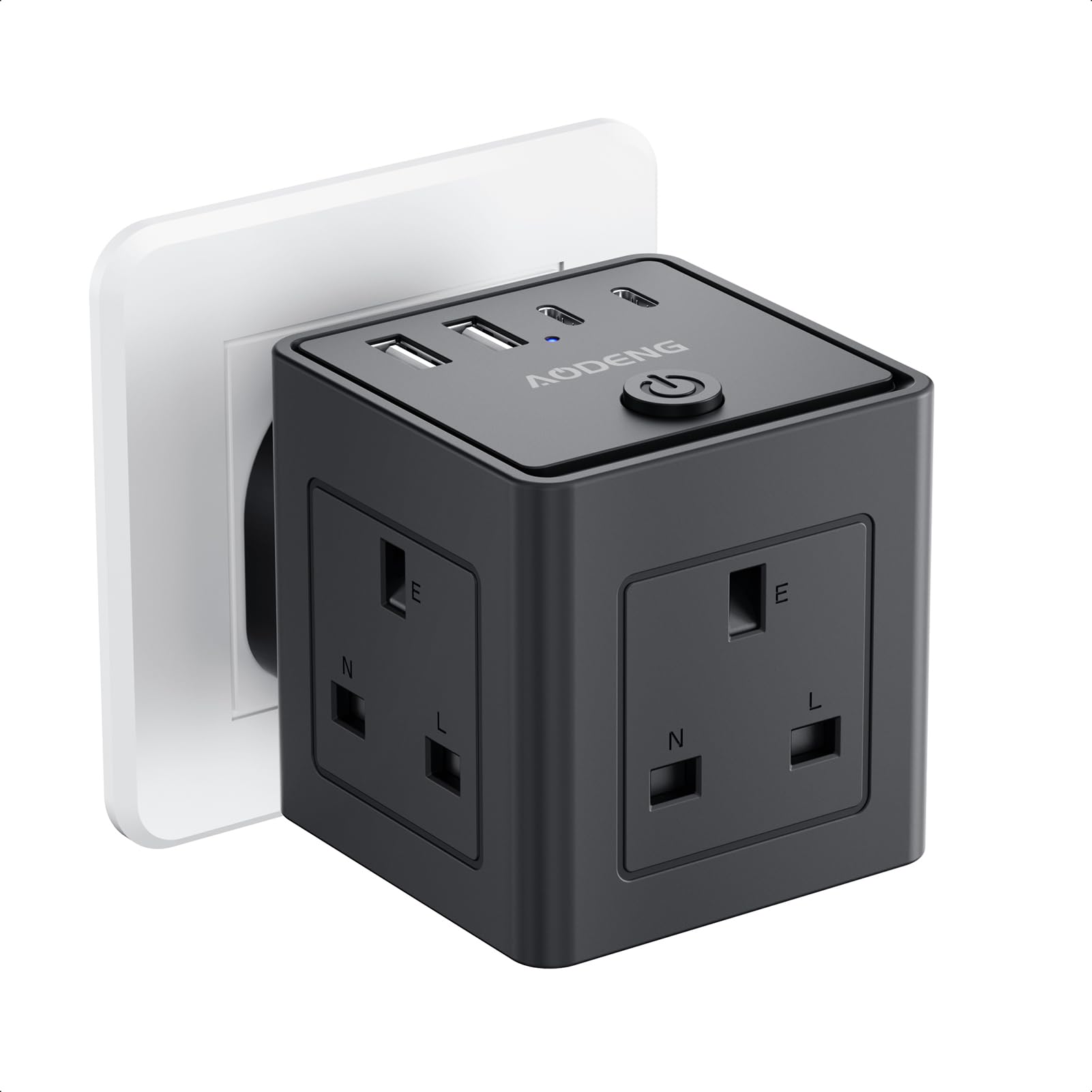 Plug Extension Socket with 4 USB, 3 Way (13A/3250W) Multi Plug Adapter UK, USB Wall Plug Charger, 3 Pin Plug Expander for Home, Office — view 8