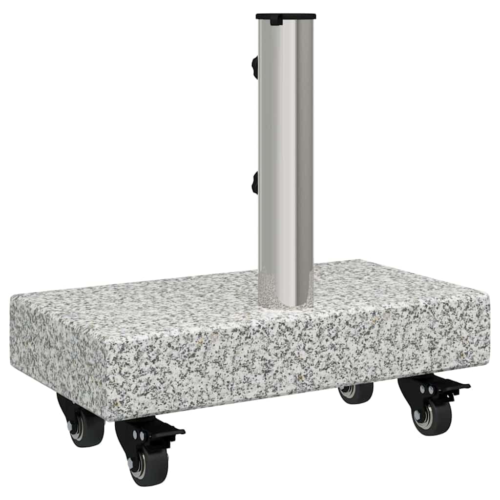 Supporto per ombrellone grigio in granito, 45 x 25 x 45 cm, con ruote, stabile, per giardino, balcone, terrazza, base pesante, resistente alle intemperie e facile da spostare
