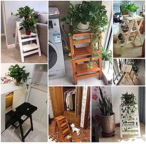 Silla de comedor plegable y escalera de madera de 3 escalones 8