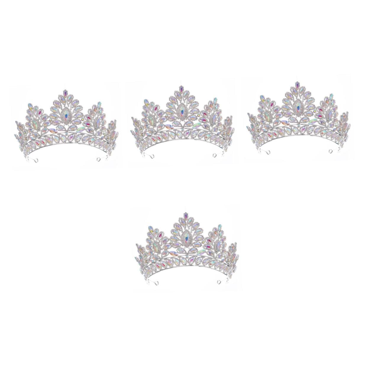 VICASKY 4 Pezzi in con per Sposa e Cerimonia Tiara per Matrimonio e Accessorio Chic e Resistente per Prom Compleanni Props