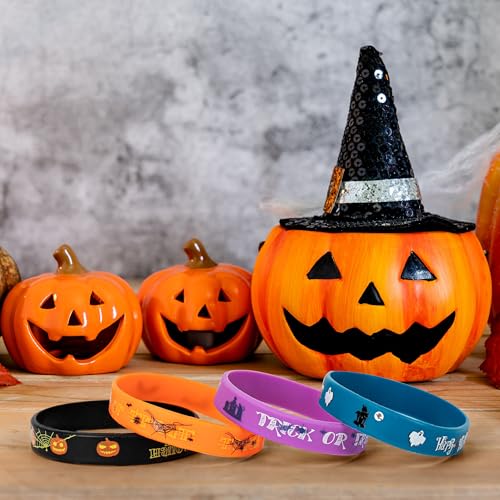 Lesnala 48 Pcs Halloween Silicone Wristband 4 Classic For Kid Halloween Gifts Halloween Party Favor And Goodie Bag Fillers Supply. thumb #3