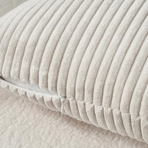Housse coussin 65x65 velours côtelé super doux avec fermeture éclair cachée lavable - 4