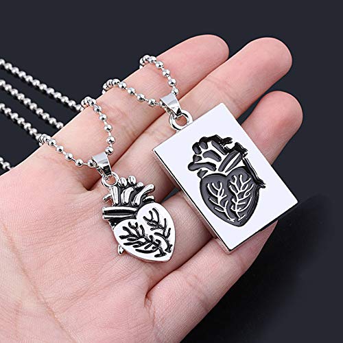 JENPECH Colar com pingente de strass corrente de clavícula, 2 peças criativas em formato de coração