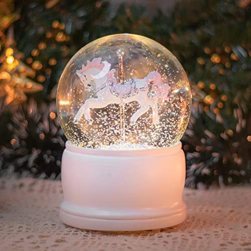 MUMTOP Snow Globes - 6.7 Inch Snow Globes for Kids or Girls, Carousel Christmas Snow Globes Music Bo