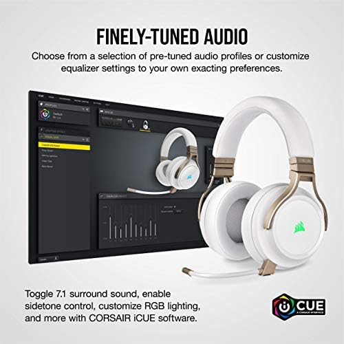 Corsair VIRTUOSO RGB WIRELESS High-Fidelity Gaming Headset (50mm High-Density Neodymium Speakers, 60ft Signal Range, Omni-Directional High-Bandwidth Microphone) Pearl CA-9011224-EU