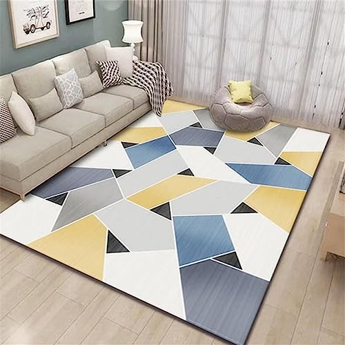 Tapis de Salon Jaune et Géométrique : Créez un Cocon Moderne dans la Chambre