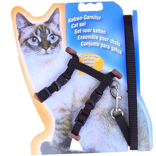Toddmomy Adjustable Cat Harness with Leash Shaped Safety Strap for Cats Black Collar for Secure Outings Easy to Wear with Snap Buckle and Ring Attachment