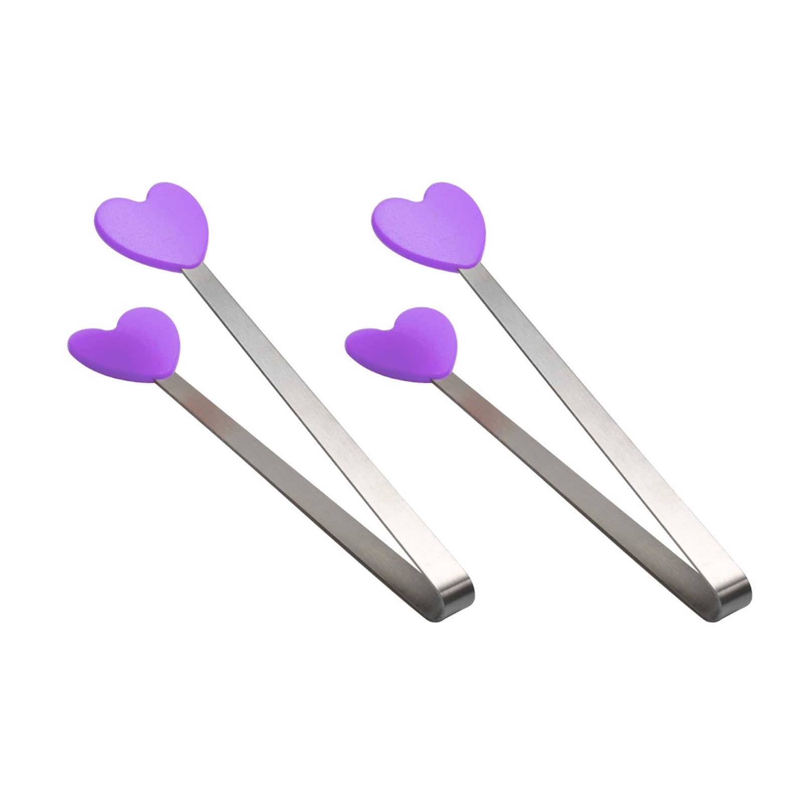 2Pcs Mini Silicone Ice Cube Clip, Heart Glove Hand Shape Food Serving Tongs, Food Grade Stainless Steel Kitchen Tongs