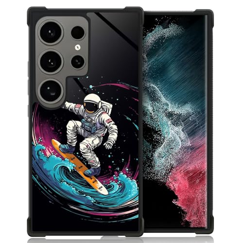 Goodsprout Compatible with Samsung Galaxy S24 Ultra Case,Astronaut Surfing Space Amazing Pattern Design Shockproof Anti-Scratch Hard PC Back Case for Samsung Galaxy S24 Ultra